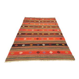 Vintage Turkish Kilim Rug - 109" X 71.5" For Sale