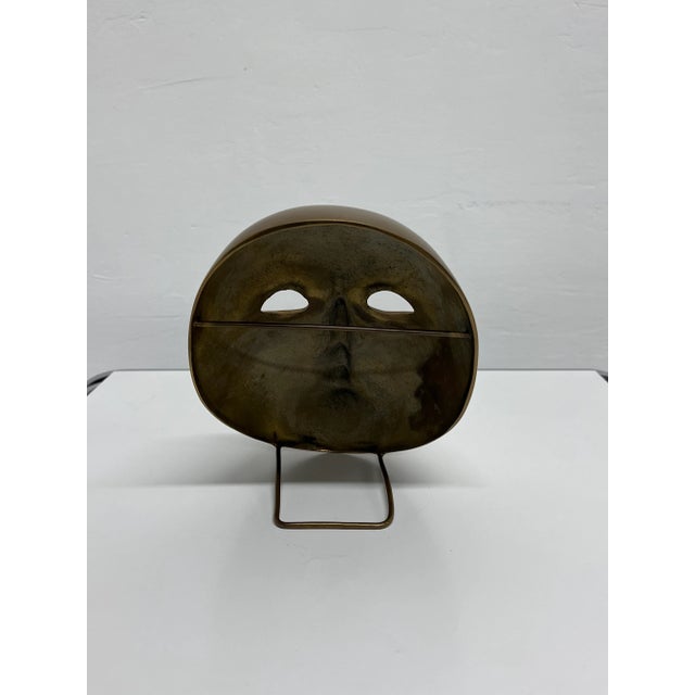 1990s Polished Bronze Venetian Mask Sculpture by Volere, 1994 For Sale - Image 5 of 12