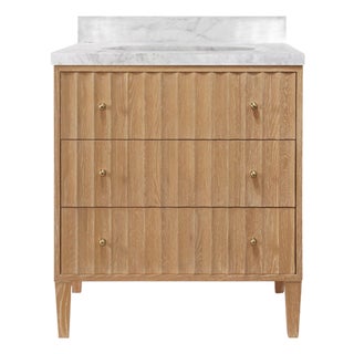 Odin Ceruse Oak Vanity With Marble Top For Sale