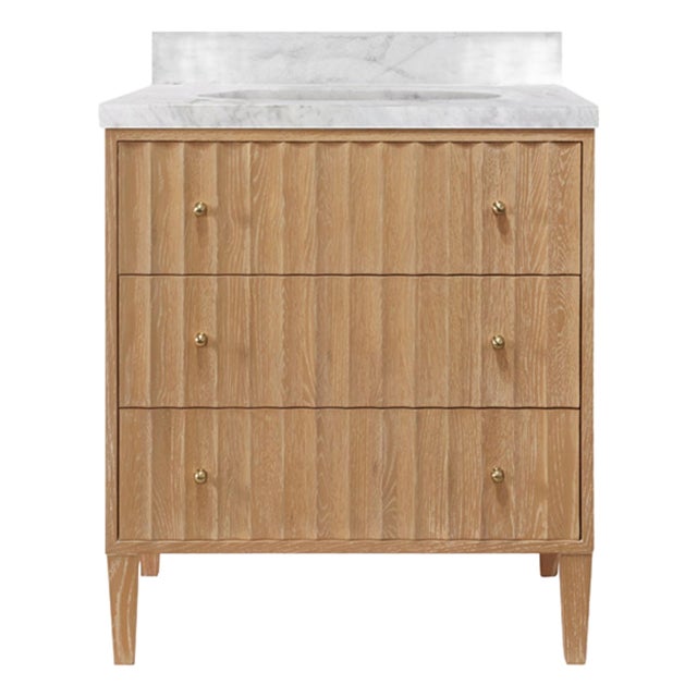 Odin Ceruse Oak Vanity With Marble Top For Sale