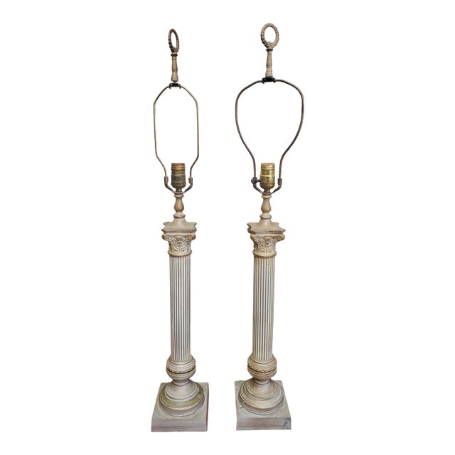 1950s Neo Classical Style Metal Indoor Lamps in the Style of Roman Columns For Sale