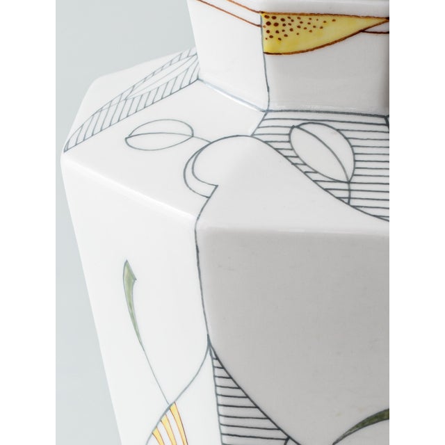 Art Deco Ceramic Table Lamp with New Jacquard Lampshade by Royal Delft For Sale - Image 11 of 18