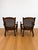 American Pair of 1970s Kane Back Captain’s Chairs Antiqued Walnut Stained Frames - New Seat Cushions With New Upholstery. For Sale - Image 3 of 6