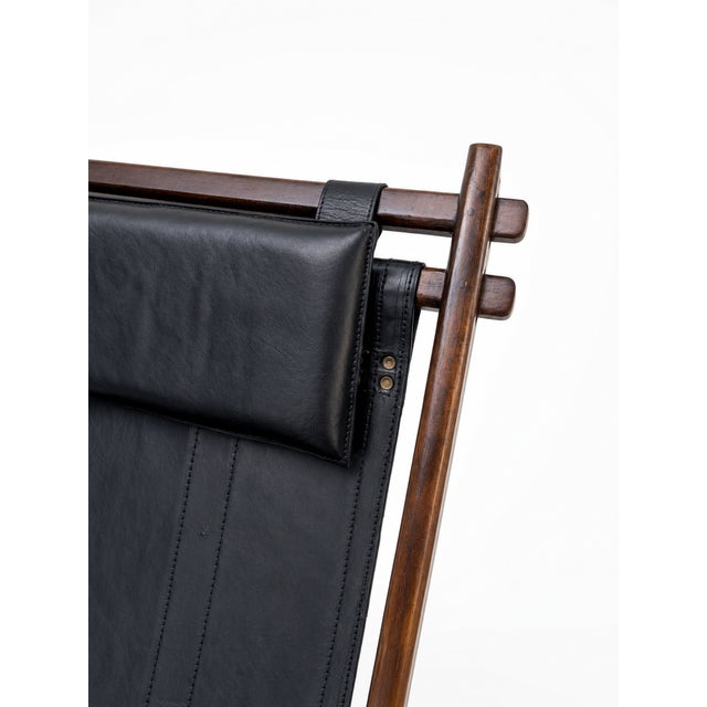 Safari-Style Rocking Hammock in Leather and Wood, 1950s For Sale - Image 6 of 9