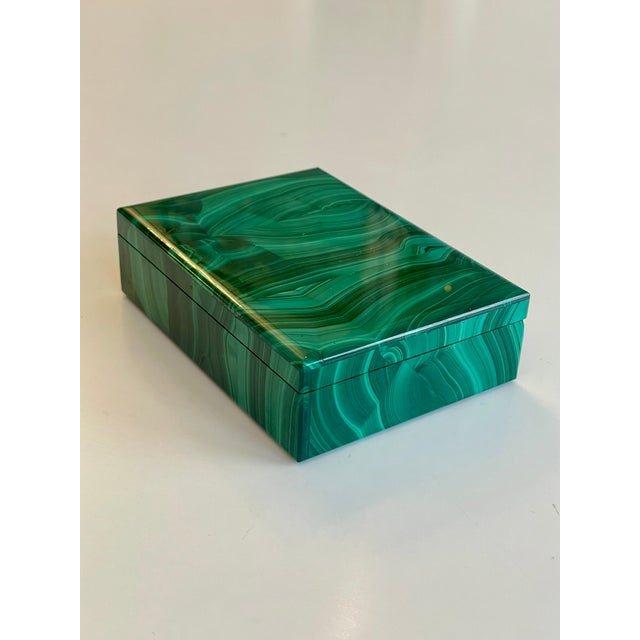 Beautiful, handcrafted box made of malachite, which is highly valued for its healing properties.