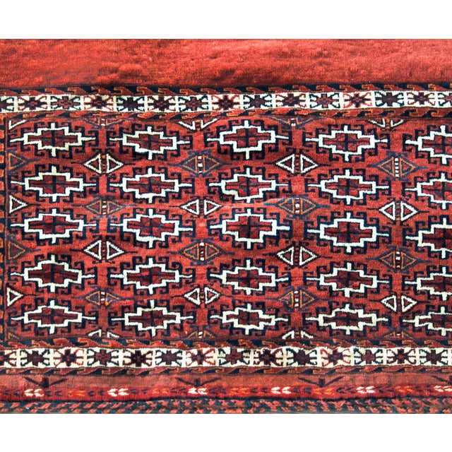 Textile Early 20th Century Persian Yamut Bag Face Rug For Sale - Image 7 of 14