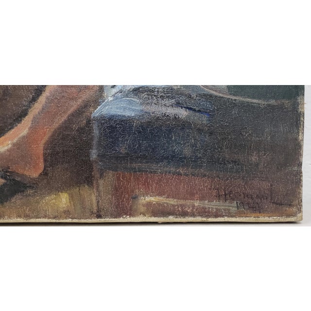 Herman Lipot (Hungarian, 1884-1972) "The Artist and the Model" Original Oil Painting C.1927 For Sale - Image 4 of 11