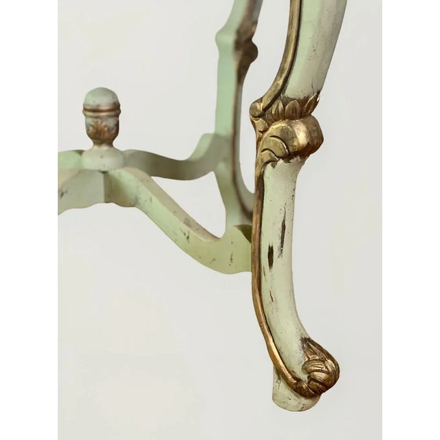 1940s Country French Louis XV Style Carved and Painted Marble Top Center Table For Sale - Image 11 of 12