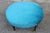 Blue Velvet Oval Stool, Italy, 1950s For Sale - Image 6 of 10