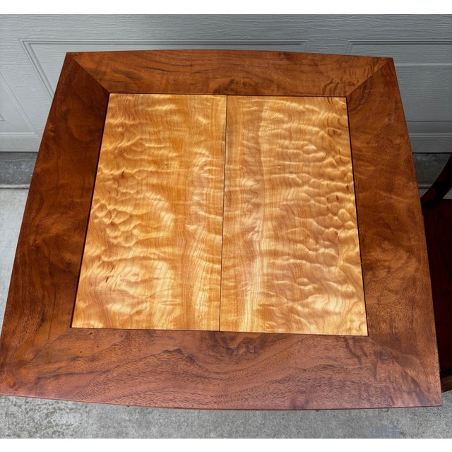 1990s Robert Beauchamp Walnut Curly Maple Side End Tables California Woodworker Artist a Pair For Sale - Image 5 of 12