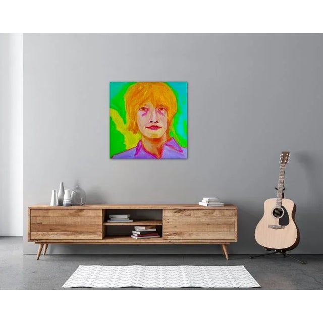 Green Contemporary Original Pop Art Portraiture Oil Painting For Sale - Image 8 of 12