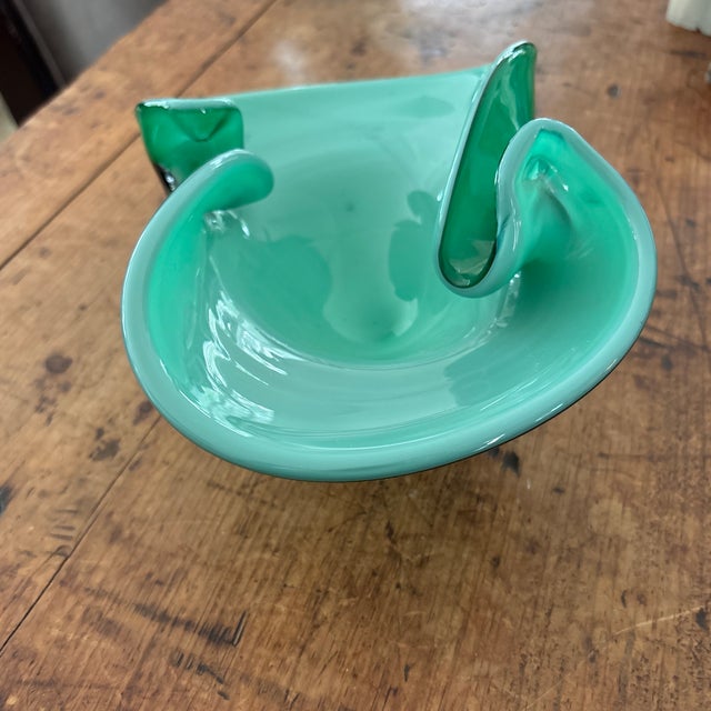 Modern Freeform Gree Glass Bowl For Sale - Image 3 of 7