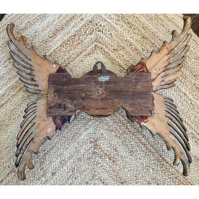 Wood Antique Carved Gilt Wood Angel Overdoor Wall Appliqué For Sale - Image 7 of 12