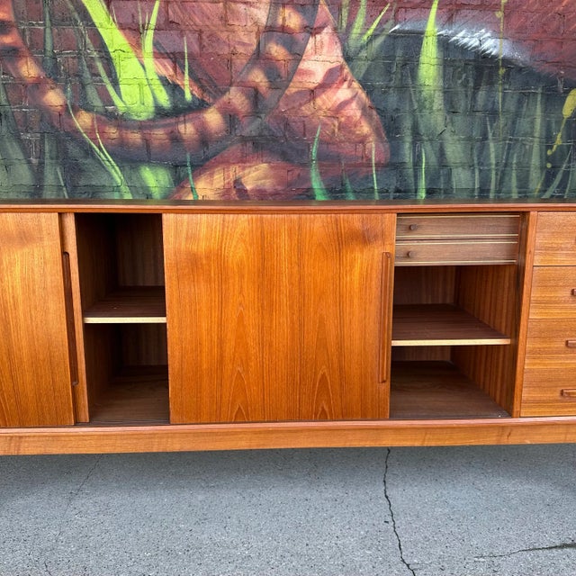 Mid Century Extra Long Teak Credenza For Sale In Cleveland - Image 6 of 11
