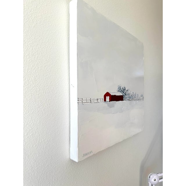 Farmhouse "Blue Trees in Winter" Modern Oil Painting, by Jennifer Hohlfelder For Sale - Image 3 of 8