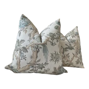 Gp and J Baker “eltham” in Aqua Down Filled Pillows- a Pair