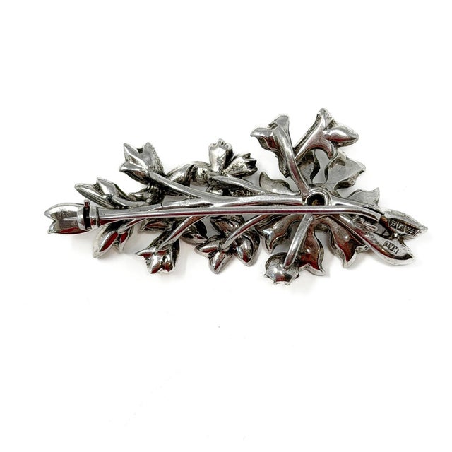 Silver Silver and Paste Floral Brooch by Harold A. Lazarus, 1950s For Sale - Image 8 of 10