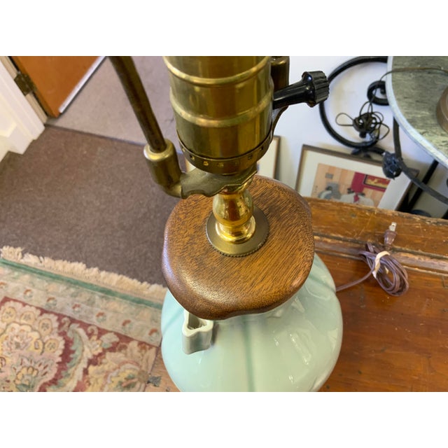 Late 20th Century 20th Century Reed and Barton Celedon Ceramic Lamp For Sale - Image 5 of 12
