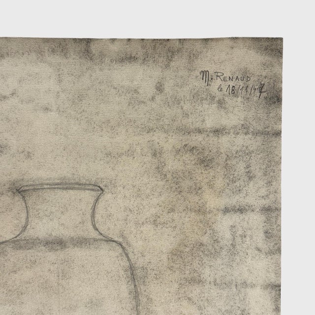 Charcoal Antique 19th Century French Academic Study of a Greek Bust, Signed (Charcoal on Woven Paper) For Sale - Image 8 of 8