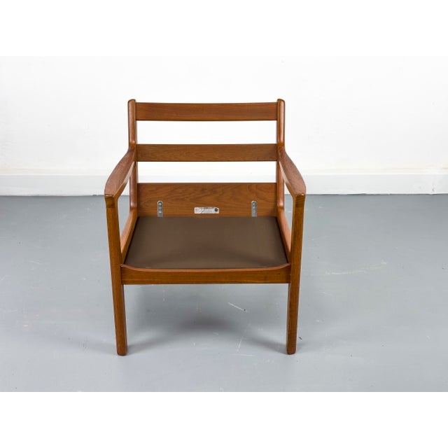 Danish Teak and Wool Senator Lounge Chair by Ole Wanscher for P. Jeppesen, 1980s For Sale - Image 9 of 18