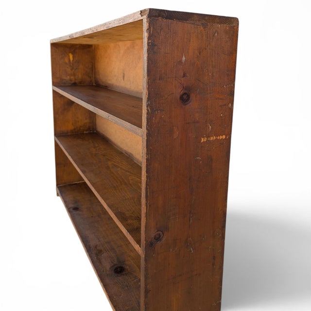 Vintage Primitive Rustic Low Wood Bookcase No. 57b For Sale - Image 10 of 18
