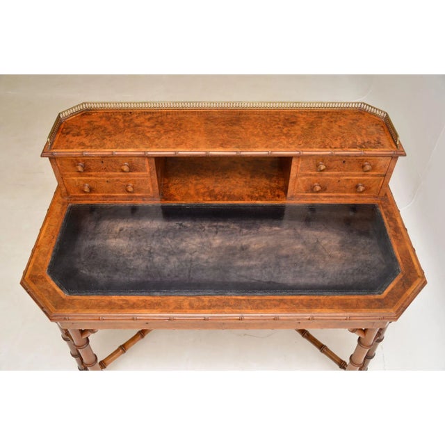 Burr Walnut Writing Desk from Howard & Sons, 1860s For Sale - Image 11 of 15