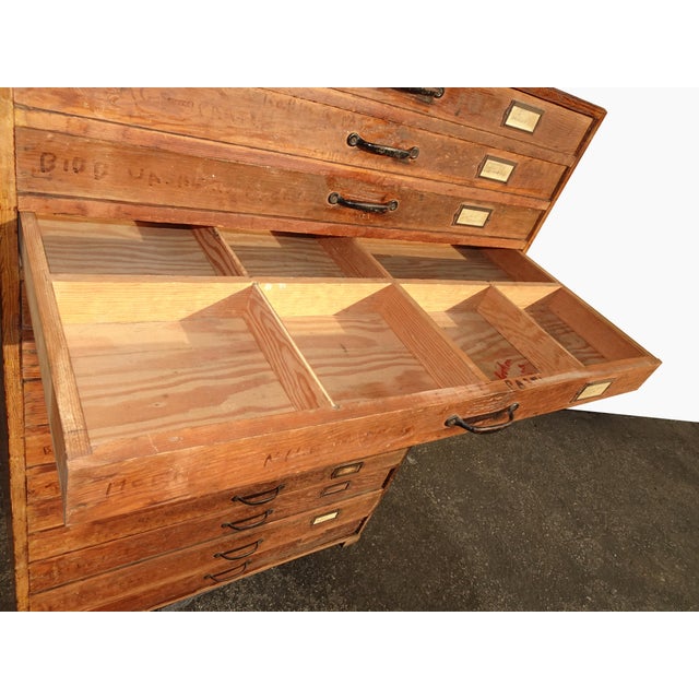 Vintage Industrial Typesetter or Craft Flat File Cabinet W 14 Drawers W ...