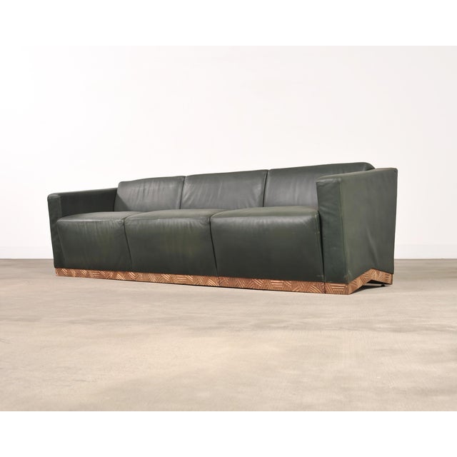Art Deco Dakota Jackson Art Deco Style Cuba Sofa in Bronze and Leather For Sale - Image 3 of 18
