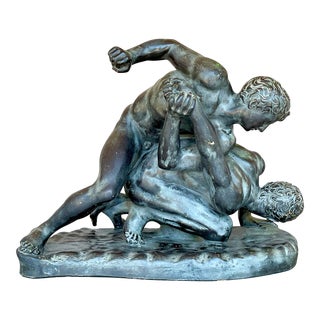 Vintage Grand Tour Glazed Terracotta Wrestlers For Sale