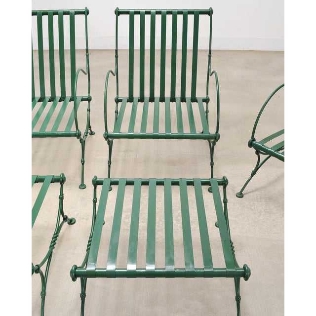 Set of Four o.w. Lee Iron Garden Lounge Chairs and Two Ottomans For Sale - Image 11 of 18