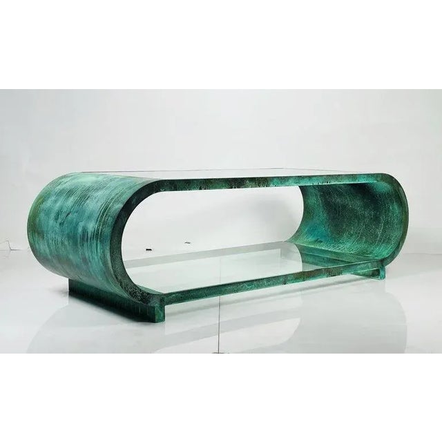 Modern Scroll Coffee Table in Copper & Acid Finish by Amparo Calderon Tapia For Sale - Image 3 of 12