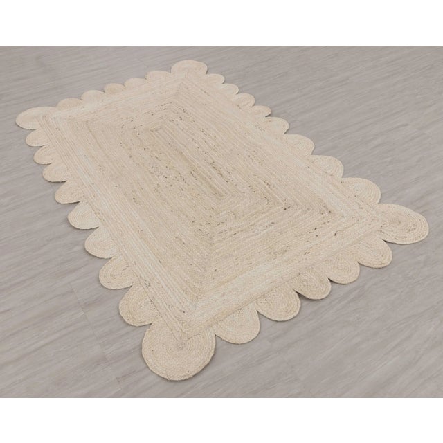 White Natural White Jute Scallop Hand Made Rug - 8'x10' For Sale - Image 8 of 12