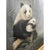 Late 20th Century Framed Panda Landscape Oil Painting & Art Light For Sale - Image 5 of 8