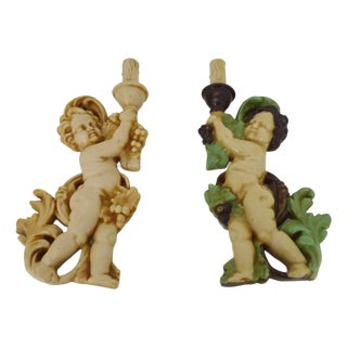 Cherub Wall Lights in Resin, 1960s, Set of 2 For Sale