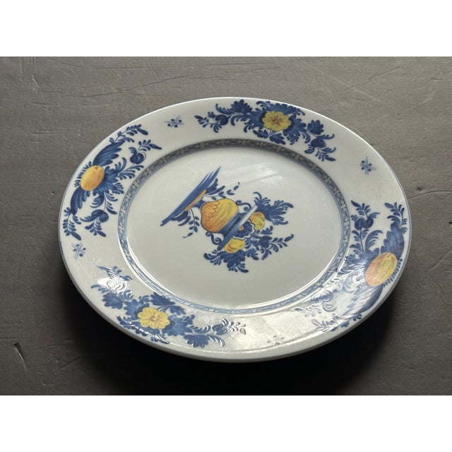 French Country Style Blue and Yellow Decorative Plate For Sale - Image 9 of 10