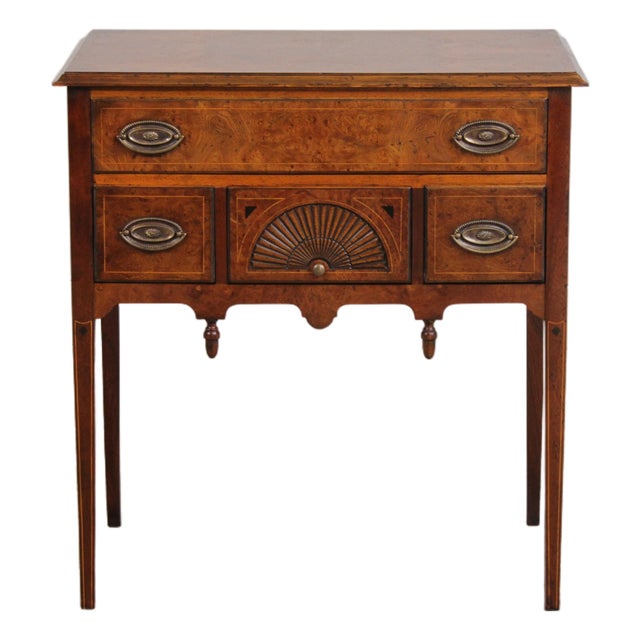 Burl Elm Inlaid Serving Table or Console For Sale