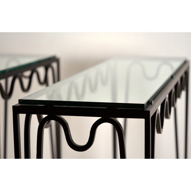 Metal Undulating 'Méandre' Wrought Iron and Glass Console by Design Frères For Sale - Image 7 of 8