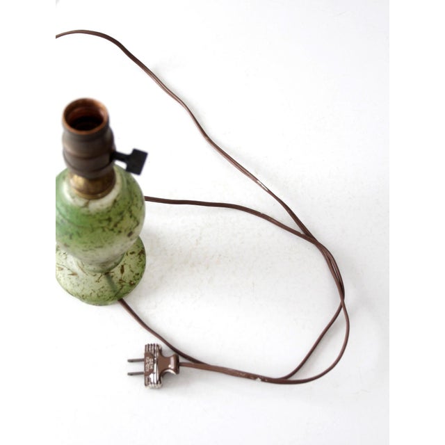 Vintage 1930s Green Glass Table Lamp For Sale - Image 11 of 13