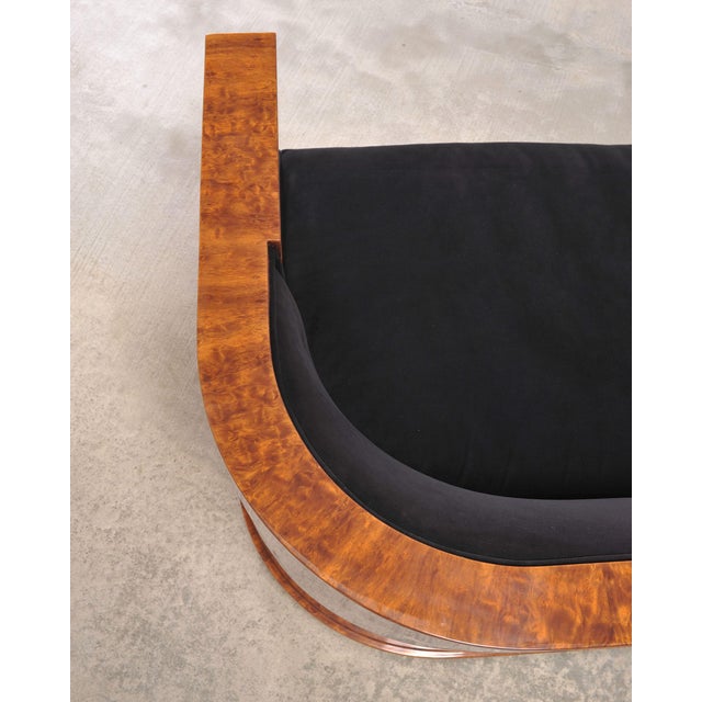 Leon Rosen Art Deco Style Burlwood Waterfall Sofa Settee For Sale - Image 9 of 18