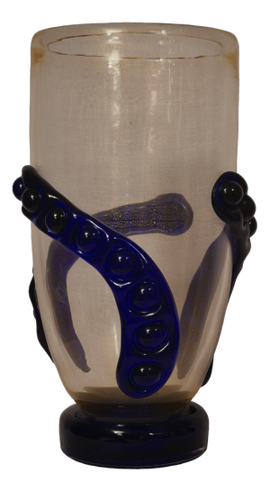 Mid-Century Gold and Blue Murano Art Glass Vase, 2000s