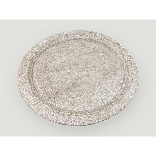 Andrianna Shamaris Tall White Washed Tray Side Table For Sale - Image 4 of 5