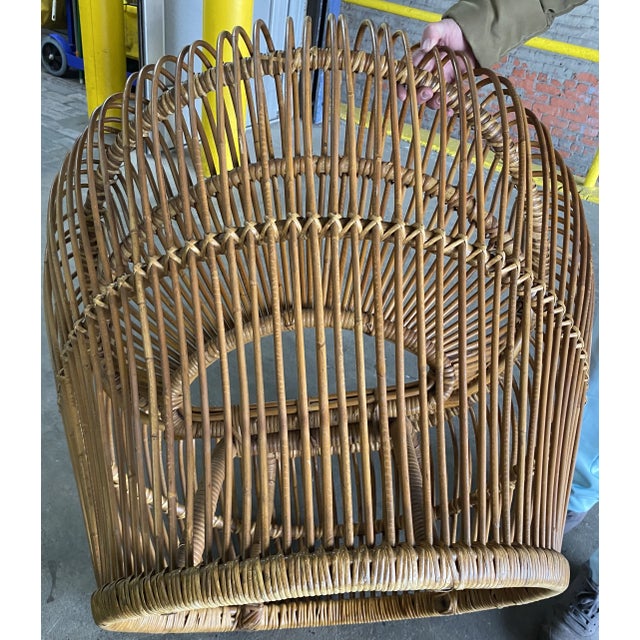 1960s No Tariff Pair of 1960s Rattan Sculptural Mid Century Lounge Chairs, Attributed to Franco Albini For Sale - Image 5 of 12