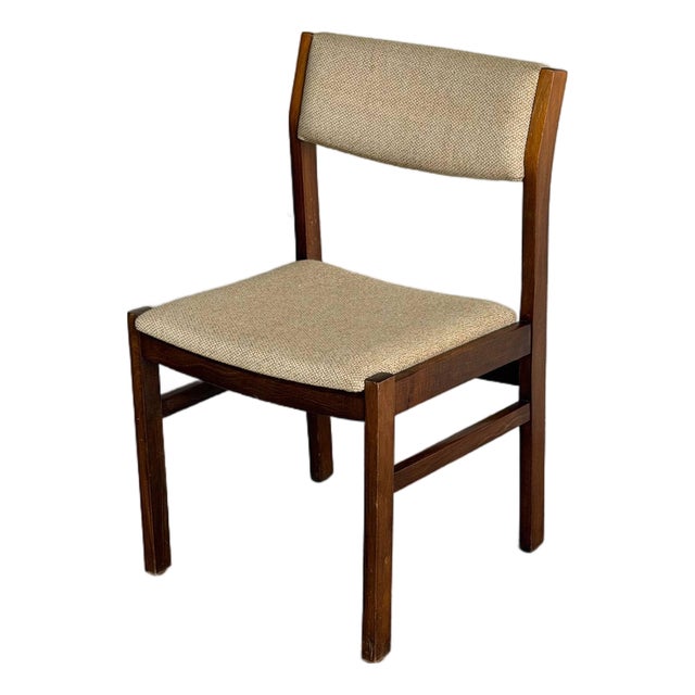 Vintage Danish Modern Teak Dining Chair With Neutral Upholstery For Sale