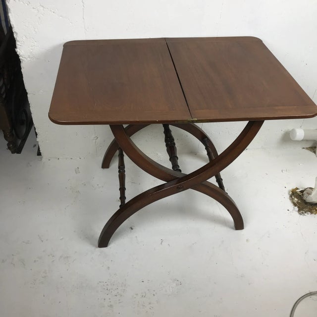 English Vintage Neo Classical Mahogany Folding Portable Bar Table For Sale - Image 3 of 9
