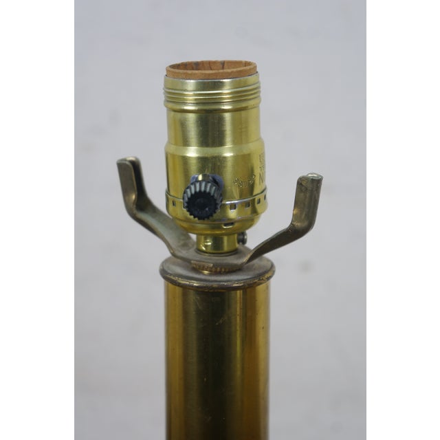 Brass Mid 20th Century Hollywood Regency Brass Black Banded Enameled Table Lamp 23" For Sale - Image 8 of 12