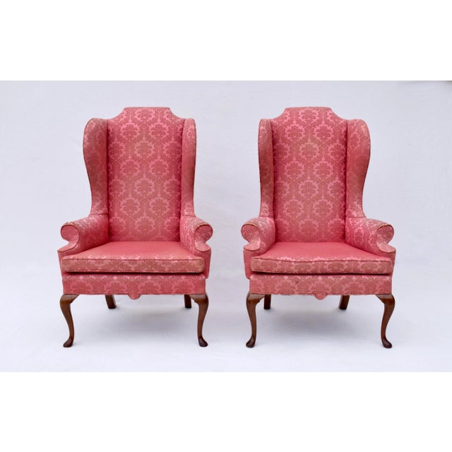 English Queen Anne Style High Back Library Wingchair For Sale - Image 4 of 11
