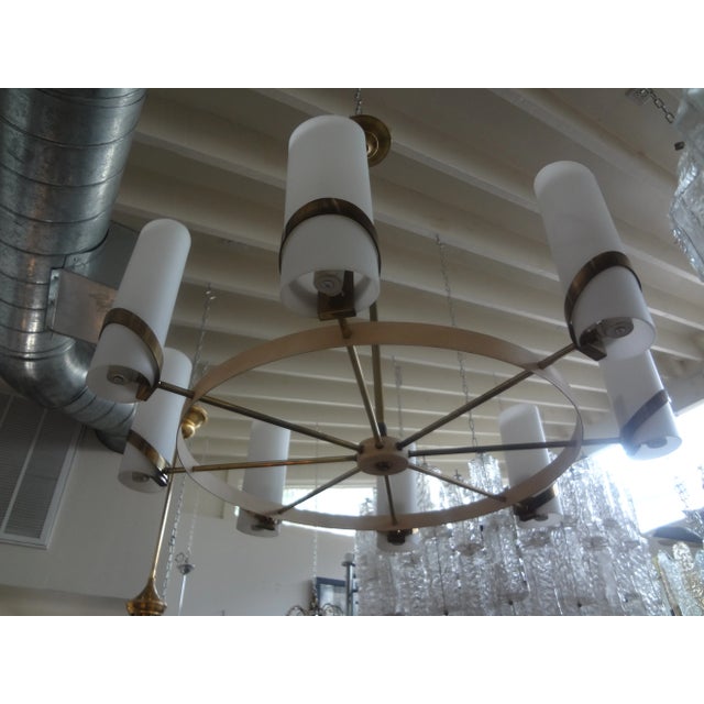 1960s Italian Modern Brass and Glass Chandelier For Sale - Image 9 of 12