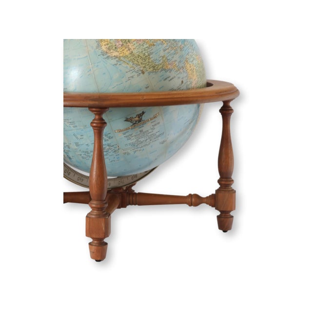 Traditional Large Vintage Lighted Globe/ Lamp on Wood Stand For Sale - Image 3 of 6