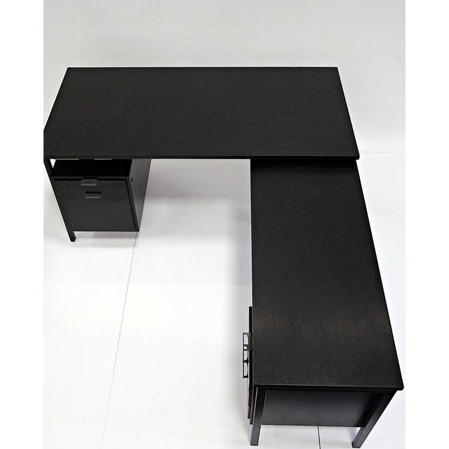 1970s Writing Desk with Typewriter Desk in Black Stained Oak by Herbert Hirche for Christian Holzäpfel KG, Germany, 1960s For Sale - Image 5 of 18