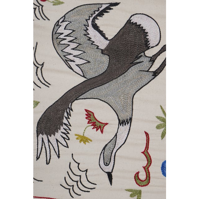 Textile Uzbek Suzani Wall Art - Animal Pictorial Wall Decor For Sale - Image 7 of 10